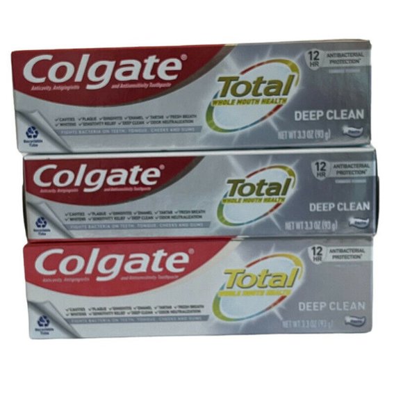 Colgate Total Whole Mouth Health Deep Clean Toothpaste 3.3 oz Each Lot Of 3 - Picture 1 of 3